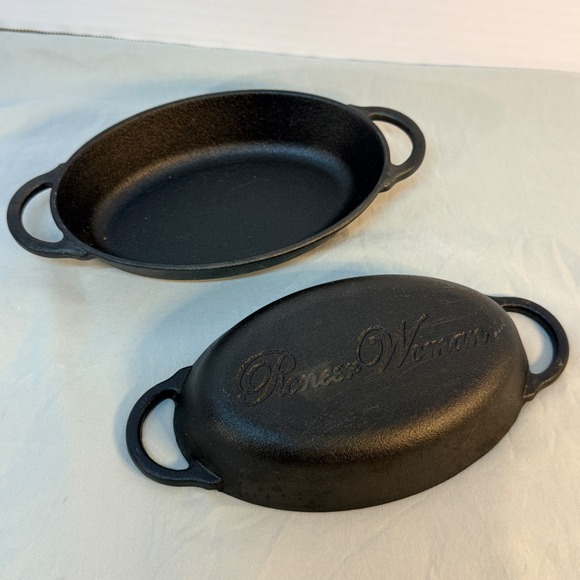 The Pioneer Woman Other - Pioneer Woman Cast Iron Mini Oval Au Gratin Dishes Set of 2 Black Individual Pan